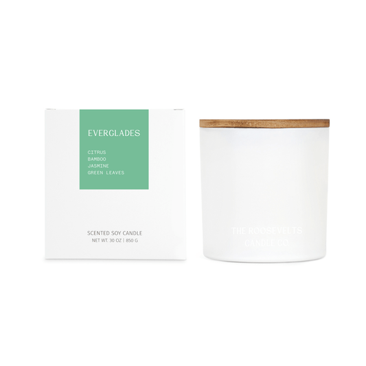 Everglades 3 Wick Candle - Citrus, Bamboo, Jasmine & Green Leaves. - The Roosevelts Candle Co.