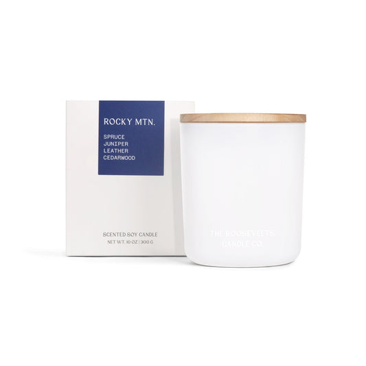 Rocky Mountain Candle - Leather, Cedarwood, Spruce & Juniper - The Roosevelts Candle Co.