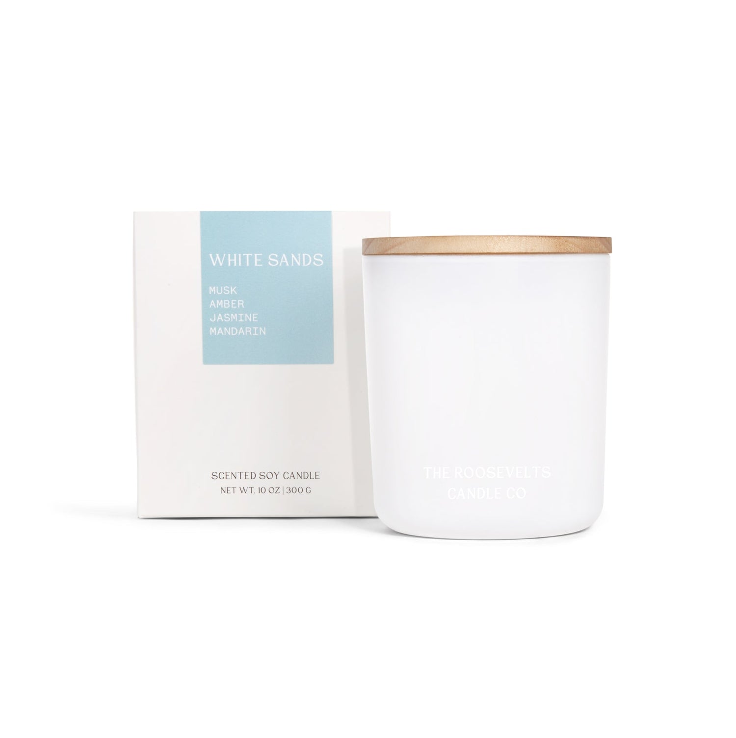 White Sands Candle - Sea Salt, Jasmine, Dark Musk, Amber & Mandarin - The Roosevelts Candle Co.